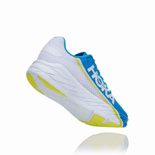 Hoka One One ROCKET X Road Running Shoes For Men India Blue/White IN-5832